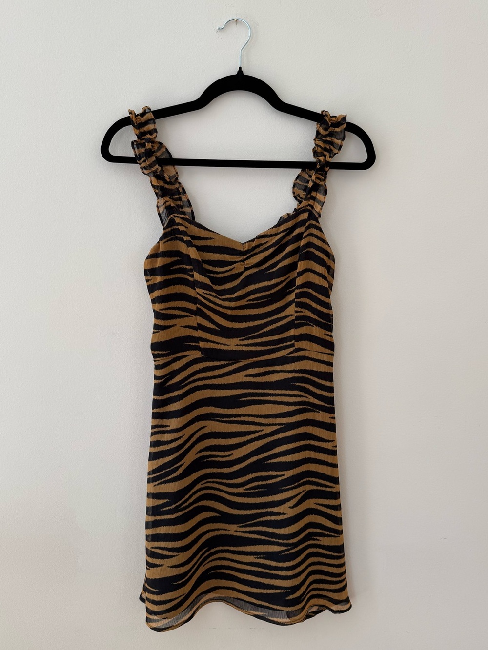 All in Favor Zebra-Print Mini Slip Dress - Brown & Black